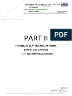 Financial Statements/Reports: (Inflows and Outflows) 1 Sem Financial Report