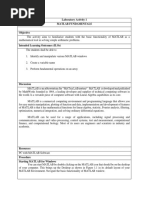 Laboratory Activity 1 Matlab Fundamentals