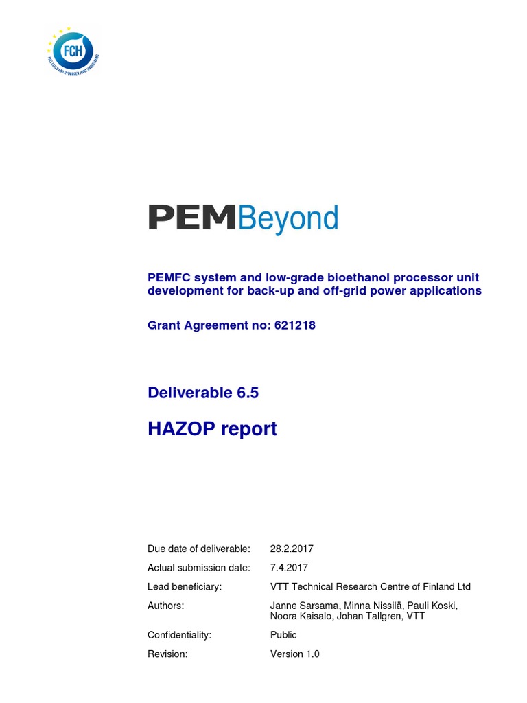 D6.5 HAZOP Report PDF | PDF | Leak | Chemistry
