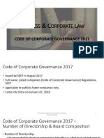 Usiness Orporate AW: Code of Corporate Governance 2017