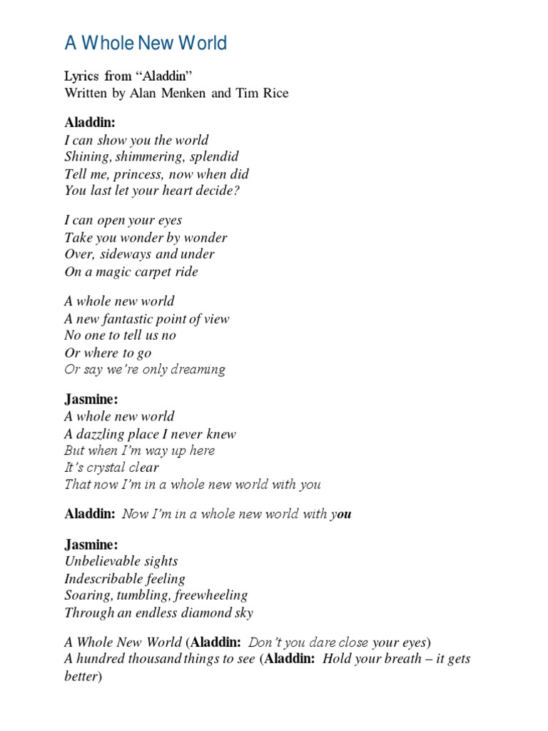 A Whole New World Pdf