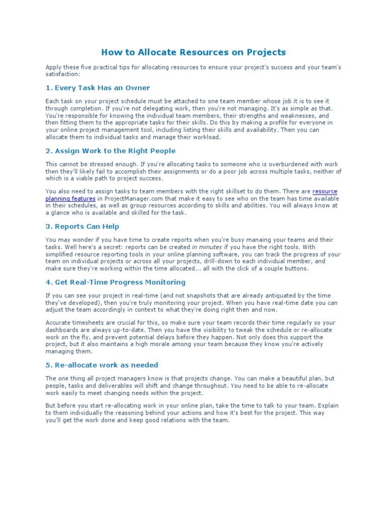 How to Effectively Allocate Project Resources | PDF | Project ...