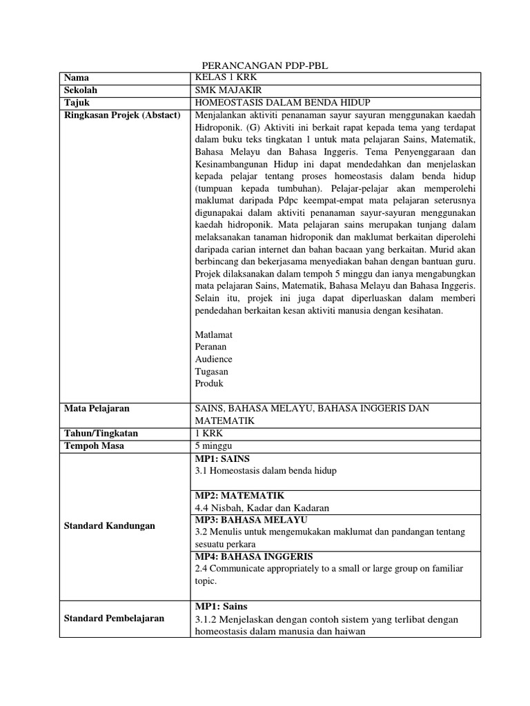 Template Perancangan PDP-PBL | PDF