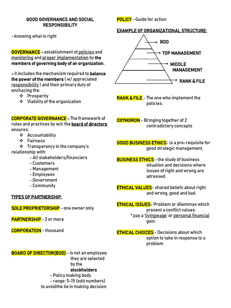 Good Governance and Social Responsibility | PDF | Business Ethics | Lie