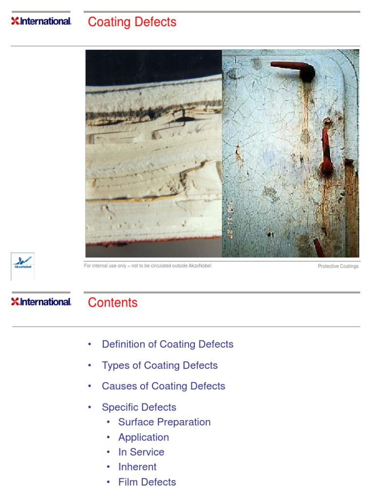 Coating Defects: Protective Coatings For Internal Use Only - Not To Be ...