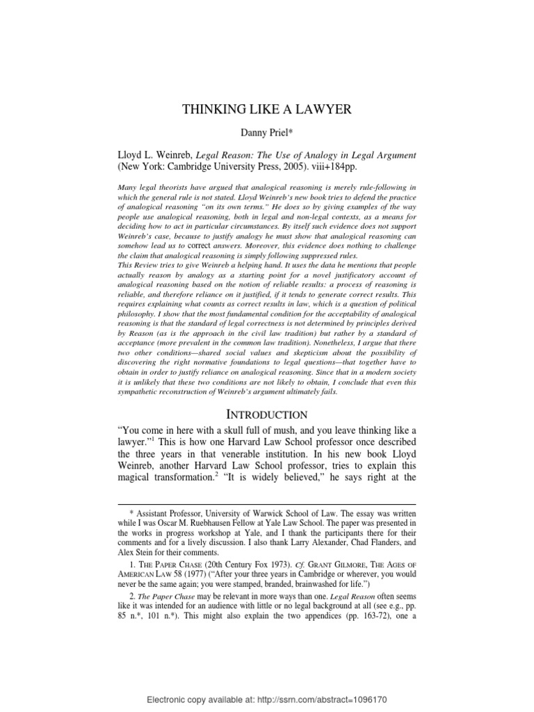 Thinking Like A Lawyer Pdf Pdf Epistemology Reason
