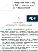 Application of Mtango Rural Water Supply Sustainability Tool For Assessing Water Schemes in Hanang' District