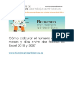 Cómo Calcular El Número de Años, Meses y Días Entre Dos Fechas en Excel 2010 y 2007 PDF