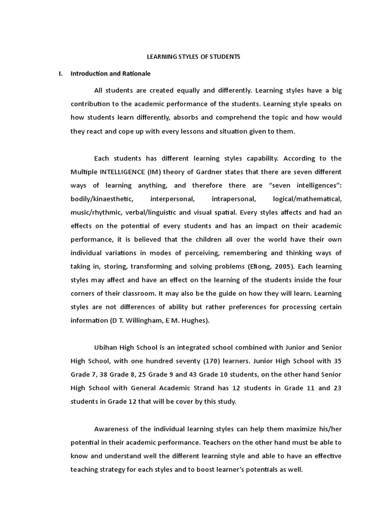 Understanding Student Learning Styles | PDF | Learning Styles ...