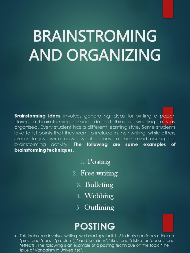 Brainstroming and Organizing | PDF | Brainstorming | Hiv/Aids