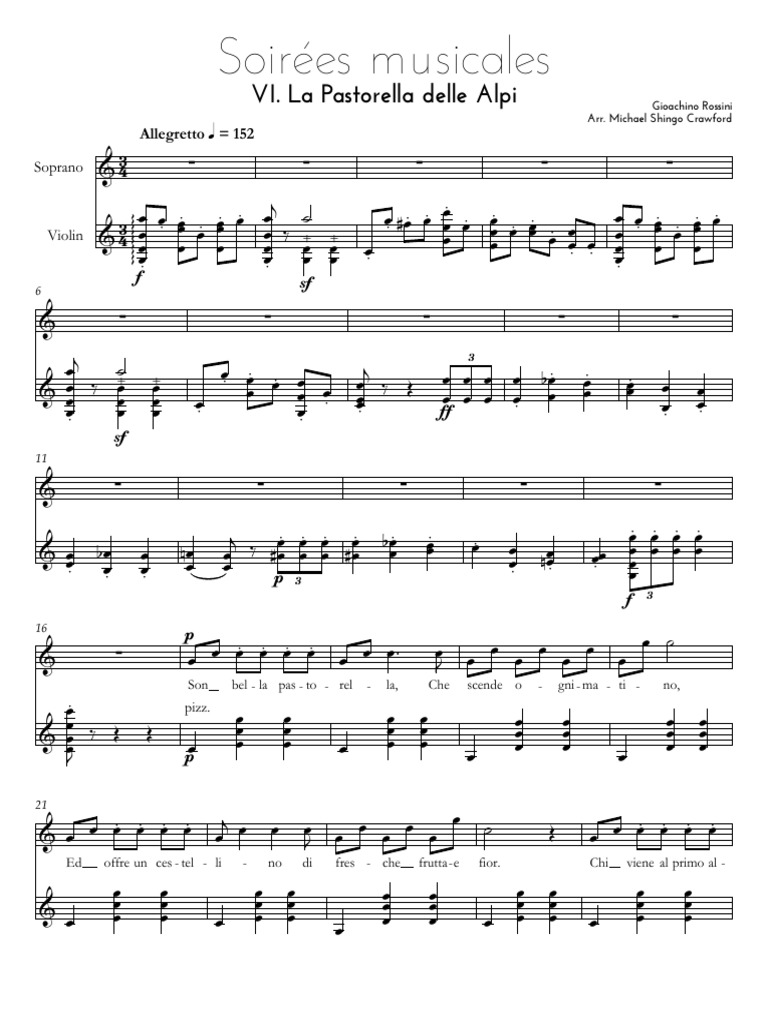 Rossini La Pastorella Delle Alpi Full Score Alphabet Latin