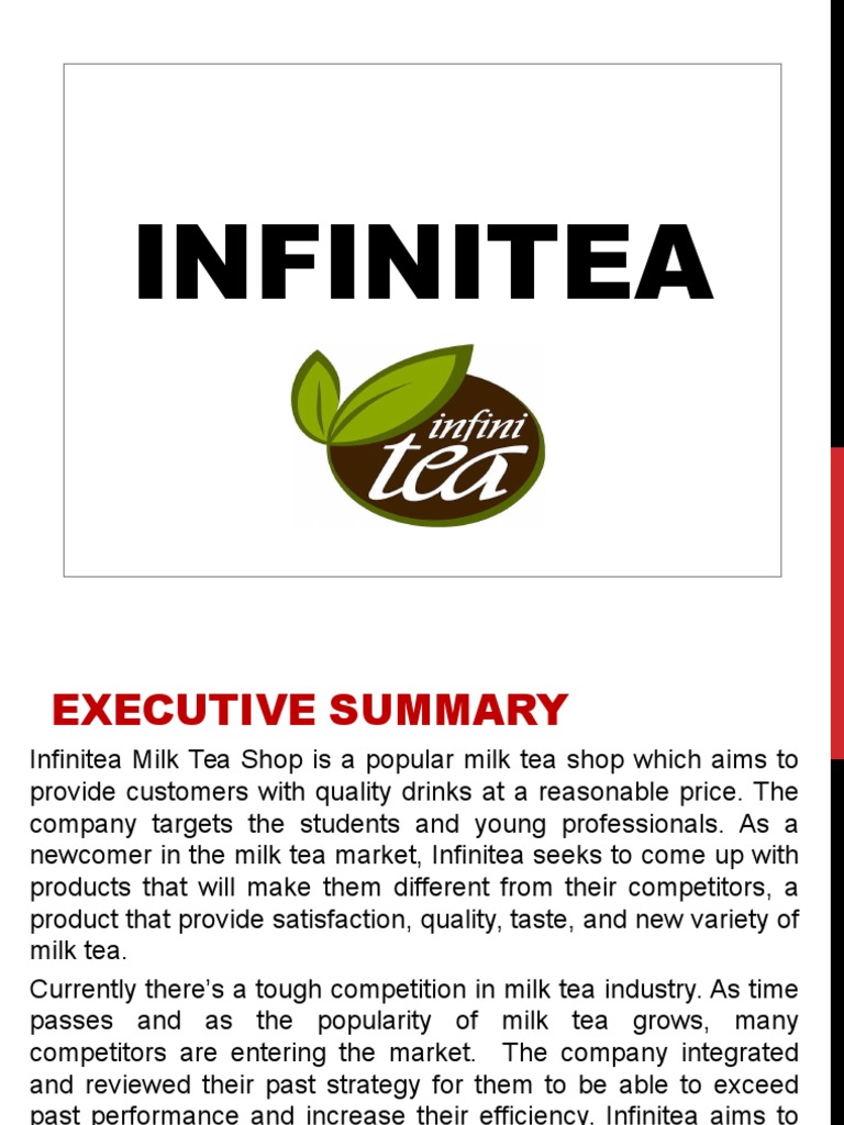 Infinitea Milk Tea Business Plan | PDF | Sales | Tea
