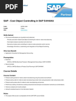 Cost Object Controlling in Sap S4hana