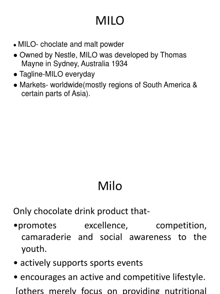 MILO: Nutritional Chocolate Drink Overview | PDF | Lifestyle