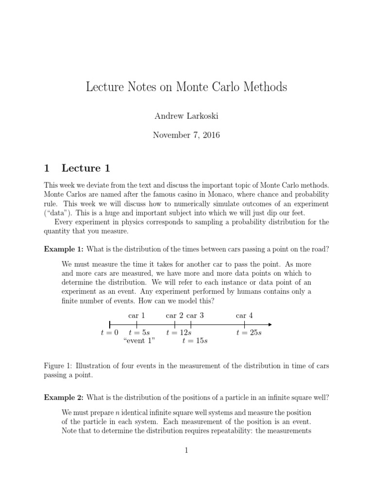 Lecture Notes On Monte Carlo Methods Andrew Larkoski November 7, 2016