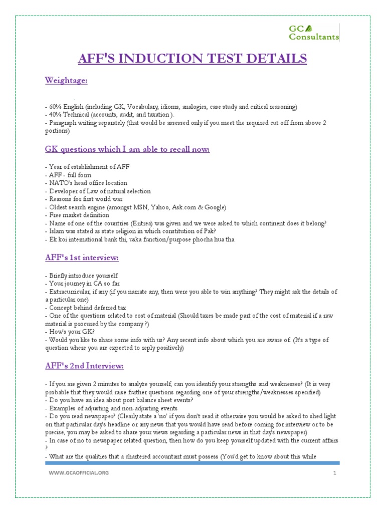 Interview Questions PDF Taxes Business