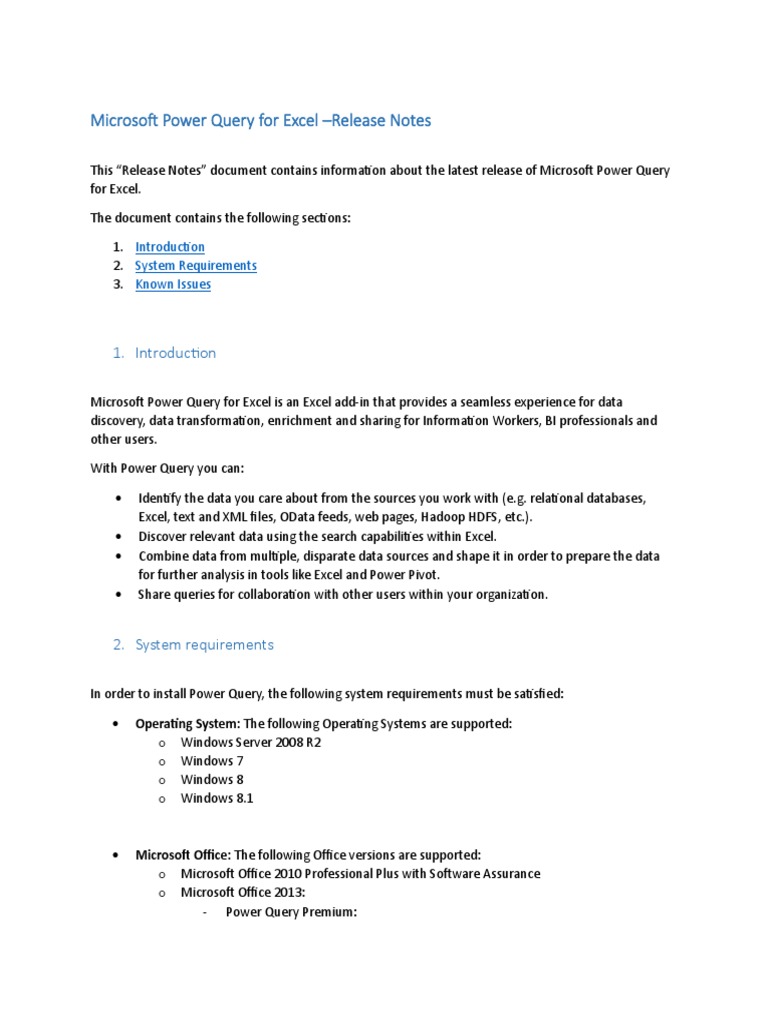 Power Query Excel Update Notes | PDF | Microsoft Excel | Microsoft Office