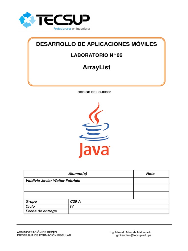 Laboratorio de ArrayList en Java | PDF | Java (lenguaje de programación ...