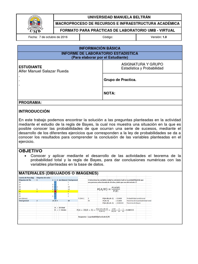 Formato Para La Presentación Del Informe De Laboratorio 1234 1