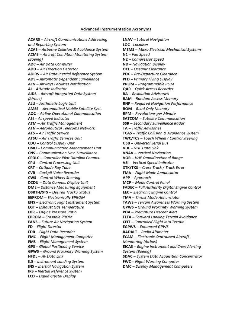 Advanced Instrumentation Acronyms and Reporting System PDF