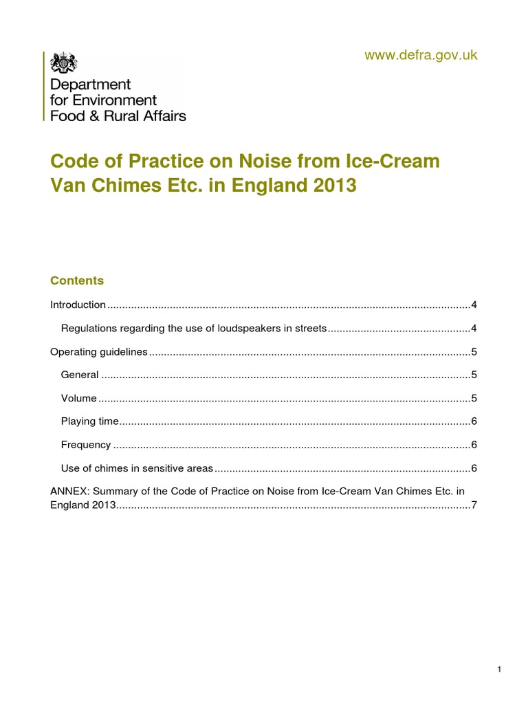 Ice Cream Van Regulations UK PDF Nuisance Noise