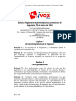 Reglamento Sobre El Ejercicio Profesional de Ingeniería