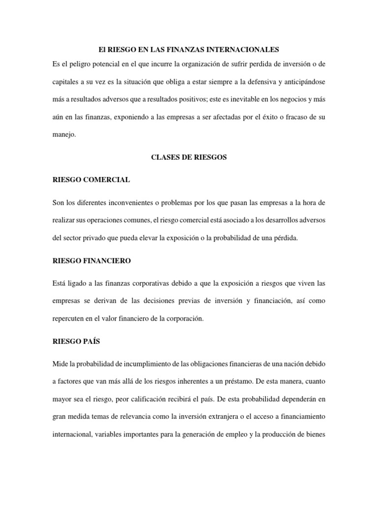 Riesgos en Finanzas Internacionales 2023 | PDF | Riesgo crediticio ...