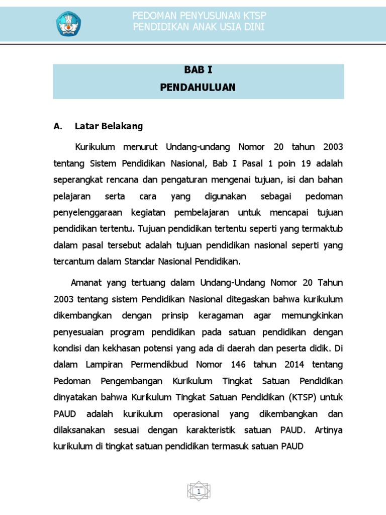 Contoh Kata Pengantar Ktsp Paud Dikdasmen