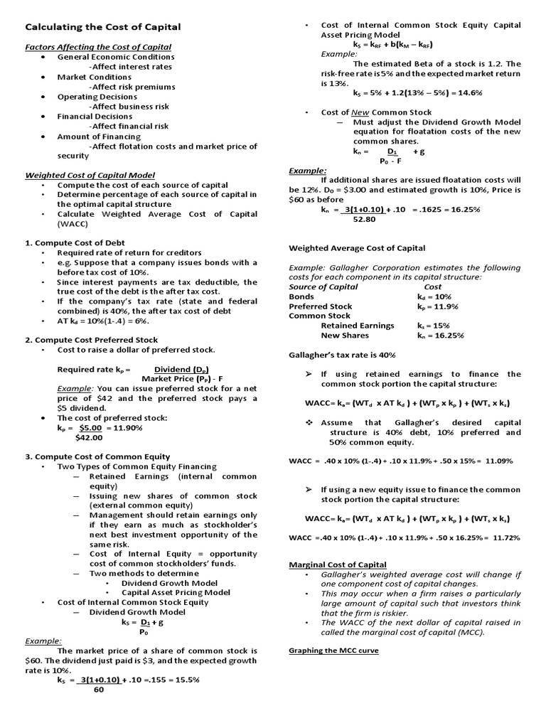 Cost of Capital Calculation Guide | PDF | Cost Of Capital | Preferred Stock