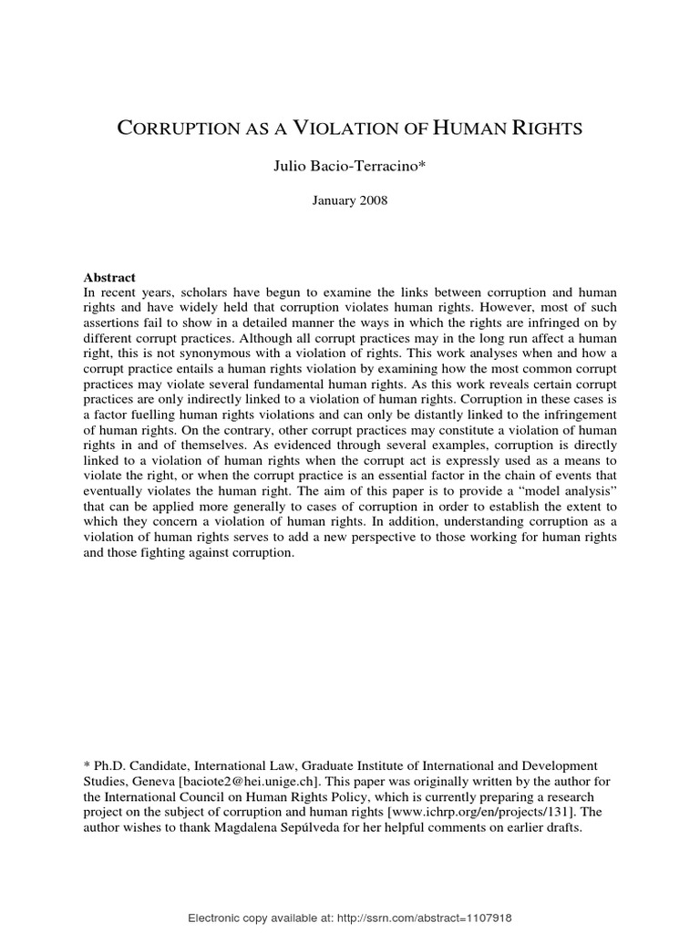Corruption and Human Rights Violations | PDF | Right To A Fair Trial ...