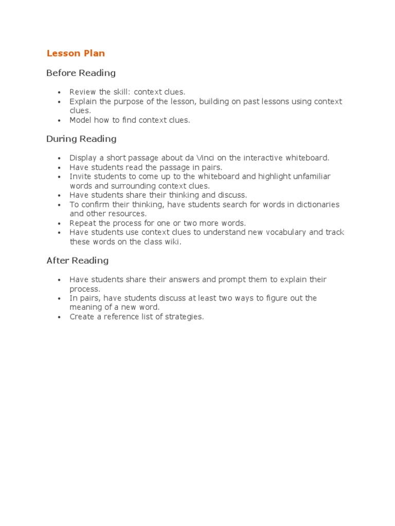 Context Clues Lesson Plan for Students | PDF | Career & Growth ...