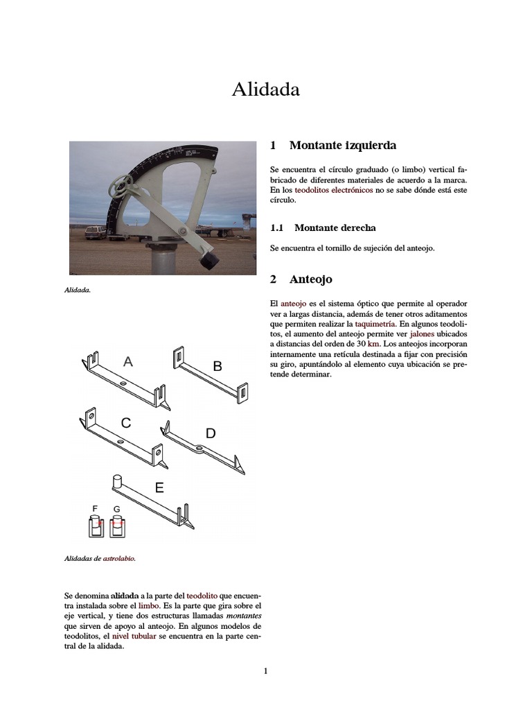 Alidada | PDF | Instrumento de medición | Equipo de laboratorio