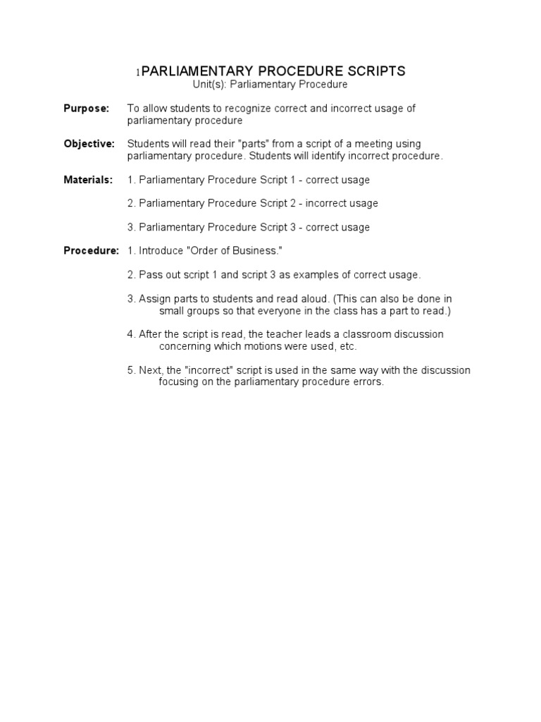 Parliamentary Procedure | PDF | Chairman | Public Sphere