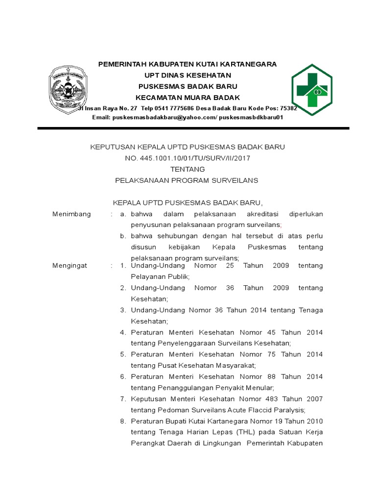 Contoh SK Program Surveilans | PDF