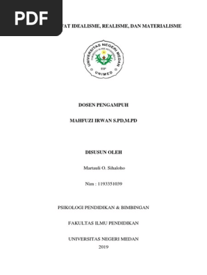 Makalah Aliran Filsafat Idealisme Realisme Dan Materialisme