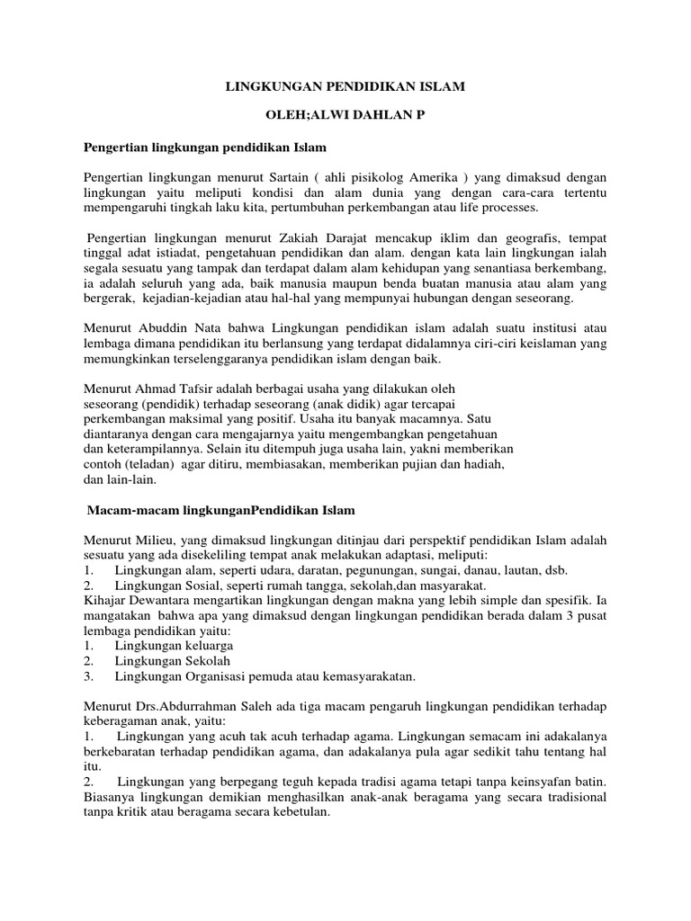Lingkungan Pendidikan Islam Pdf