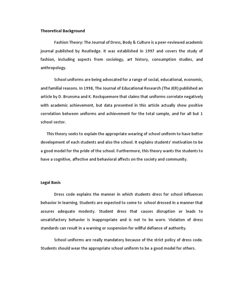 Factors of Not Wearing School Uniform in Relation To Academic Performance PDF Behavioural