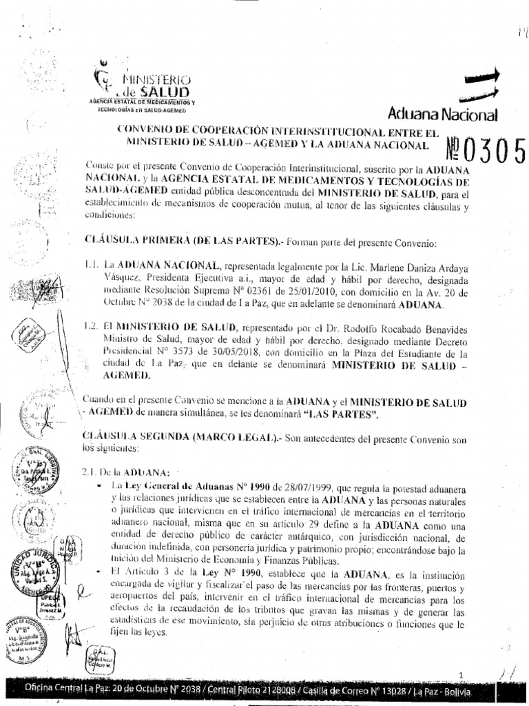Convenio Ministerio de Salud | PDF