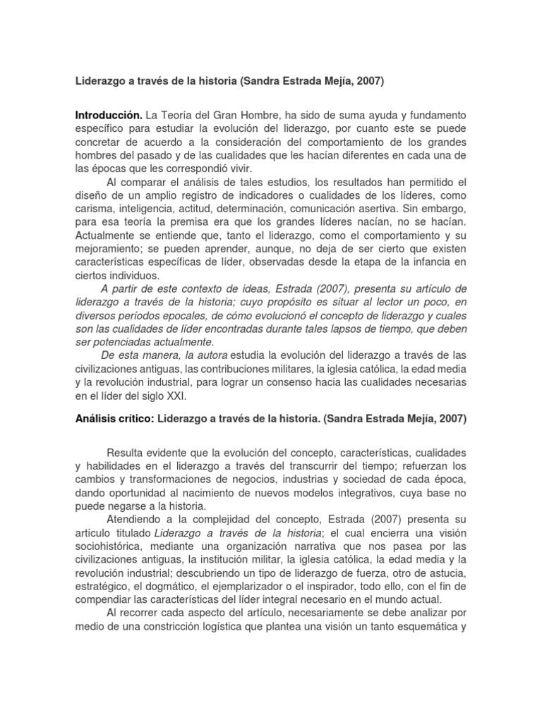 Liderazgo A Través de La Historia | PDF | Civilización | Liderazgo
