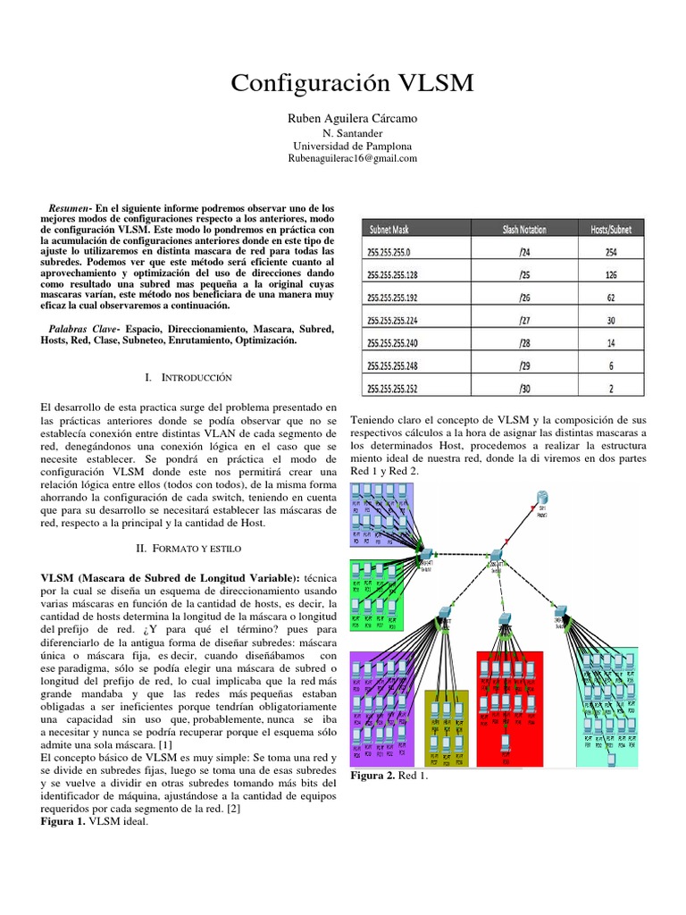 Configuración de VLSM en Packet Tracer | PDF | Redes | Transmisión de datos