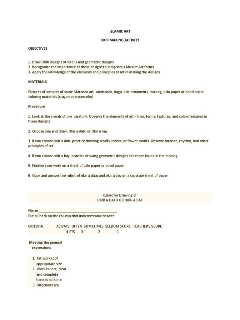 Okir Making Activity | PDF