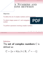 Complex Numbers and Operations Between Them: Objectives