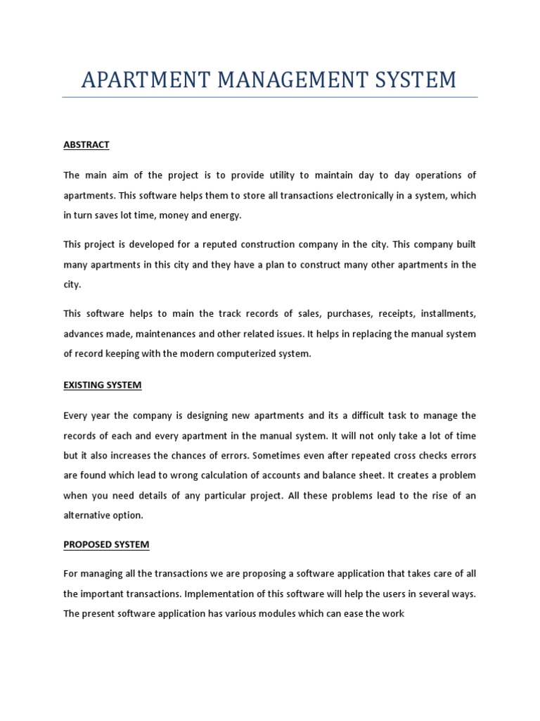 Apartment Management System Overview | PDF | Computer Architecture ...