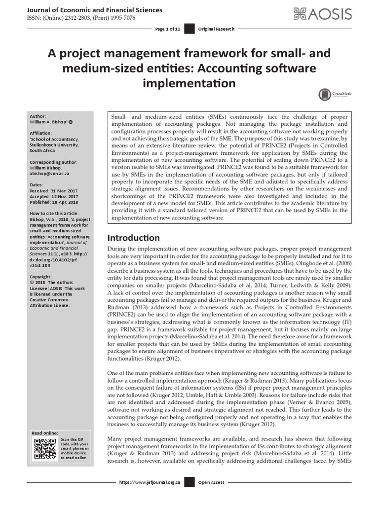 A Project Management Framework For Small-And Medium-Sized Entities ...