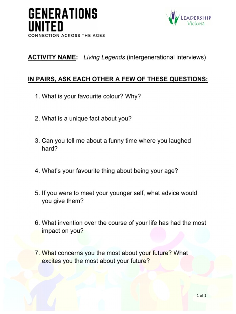 Intergenerational Interview Questions | PDF