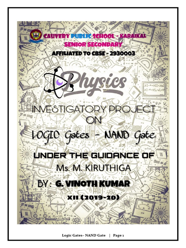 Nand Gate Logic Gates Physics Investigatory Project For Class 12