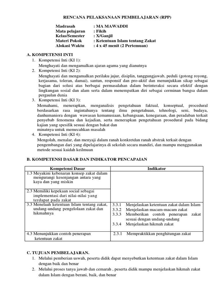 Rpp Fiqih Kelas X Kurikulum 2013 Terbaru