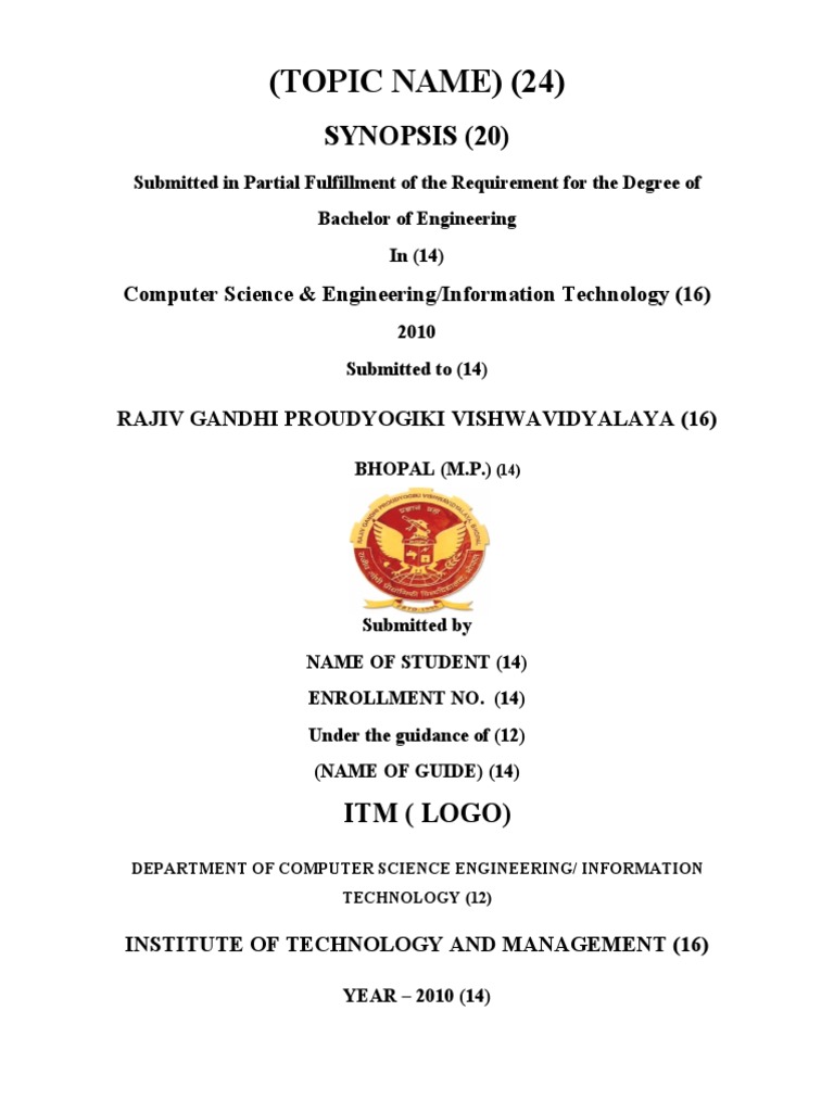 Engineering Synopsis Format Guide | PDF | Thesis | Engineering