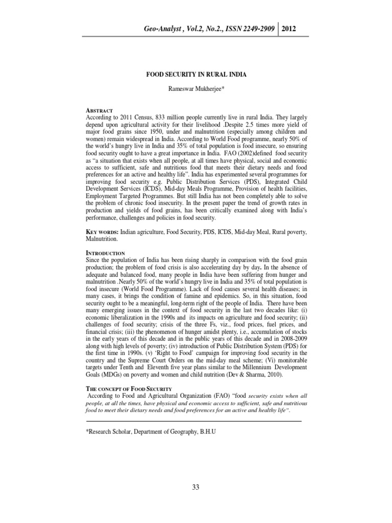 Food Security Challenges in Rural India | PDF | Food Security | Agriculture