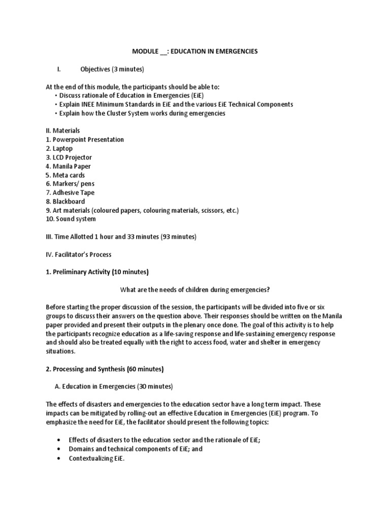 Module - Education in Emergencies | PDF | Cognition